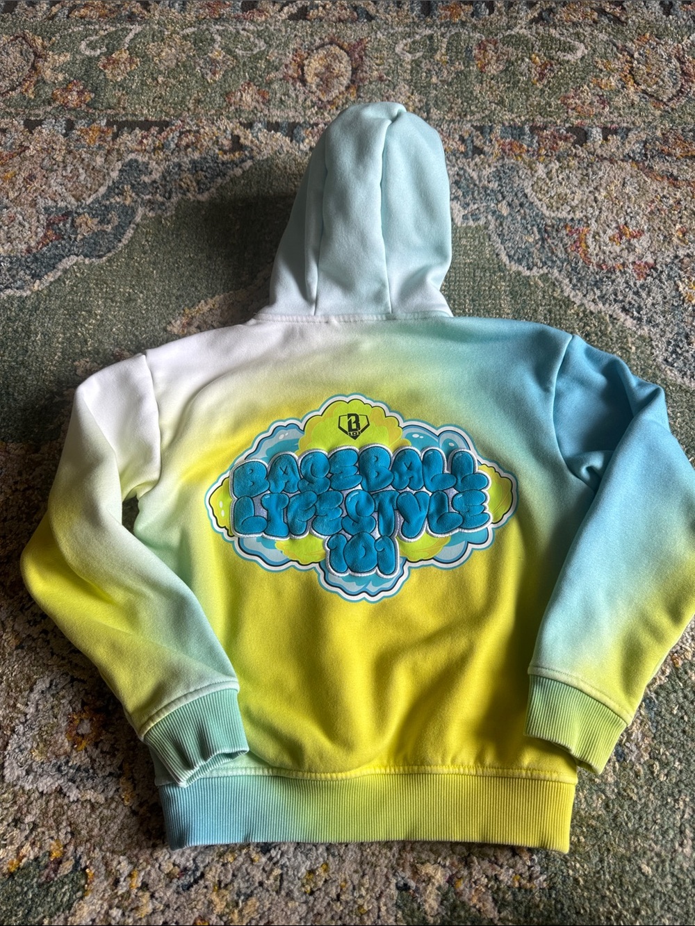 BASEBALL LIFESTYLE 101 COTTON CANDY BLUEBERRY LEMONADE HOODIE SWEATSHIRT IN YS. - Picture 5 of 5